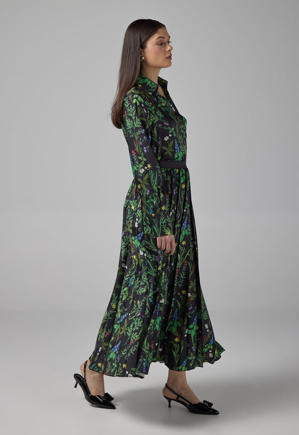 Choice Floral Printed Pleated Elastic Waistband Skirt Multi Color