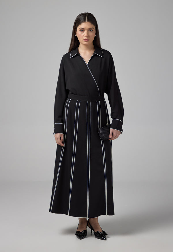 Choice Contrast Plated Skirt Black