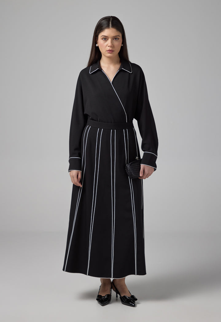 Choice Contrast Plated Skirt Black