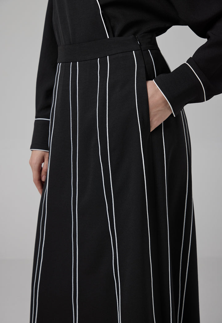 Choice Contrast Plated Skirt Black