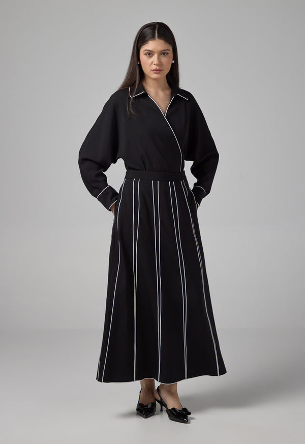 Choice Contrast Plated Skirt Black