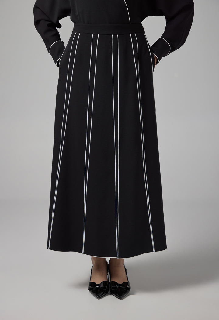 Choice Contrast Plated Skirt Black