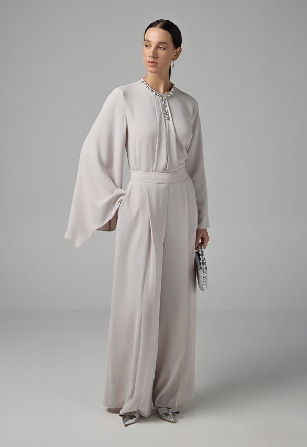 Choice High Waist Palazzo Trousers Beige