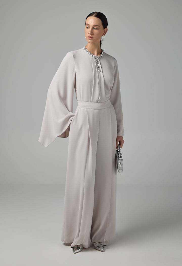 Choice High Waist Palazzo Trousers Beige