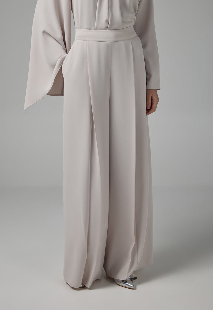 Choice High Waist Palazzo Trousers Beige