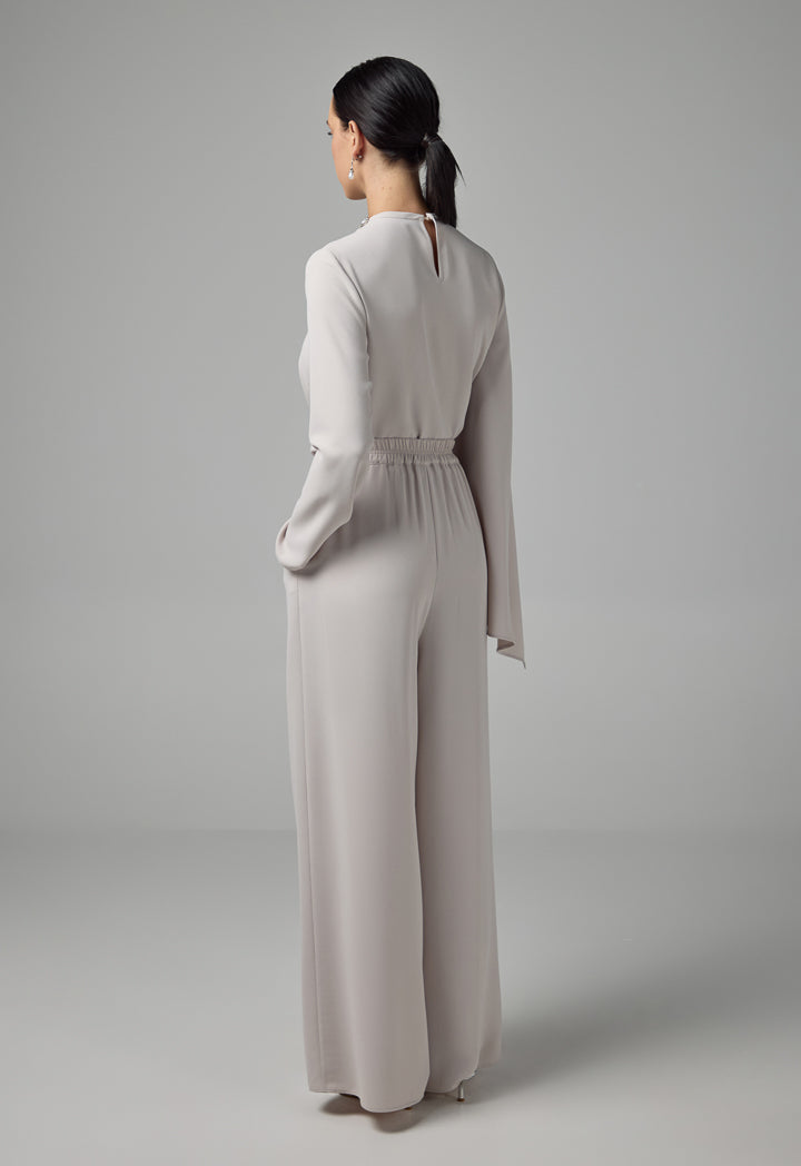 Choice High Waist Palazzo Trousers Beige