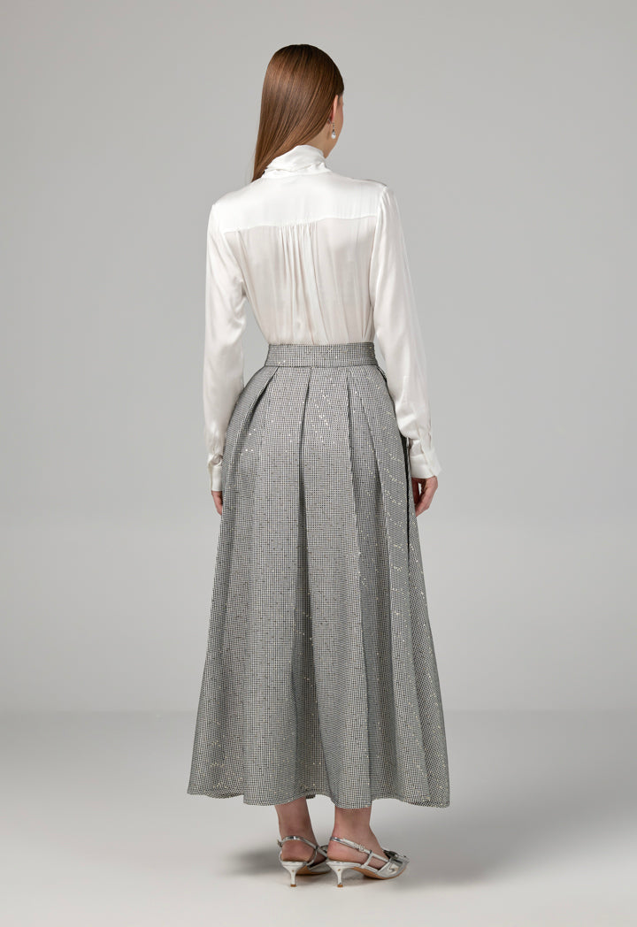 Choice Contrast Flared Sequin Skirt Black