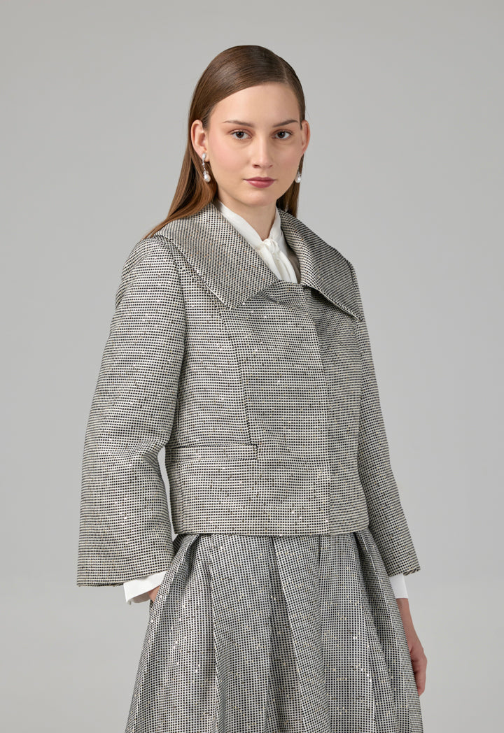 Choice Contrast Sequin Embellished Jacket Black