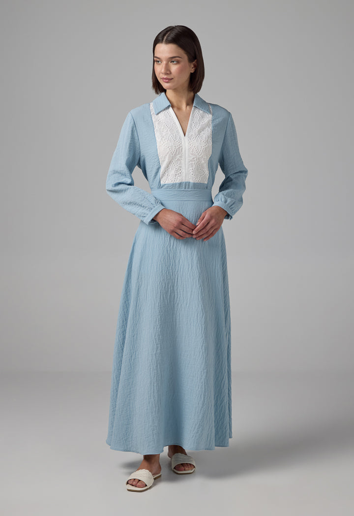 Choice Solid Flared Maxi Skirt Blue