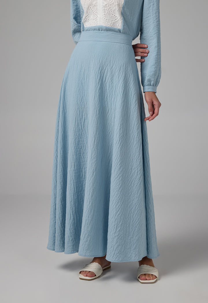 Choice Solid Flared Maxi Skirt Blue