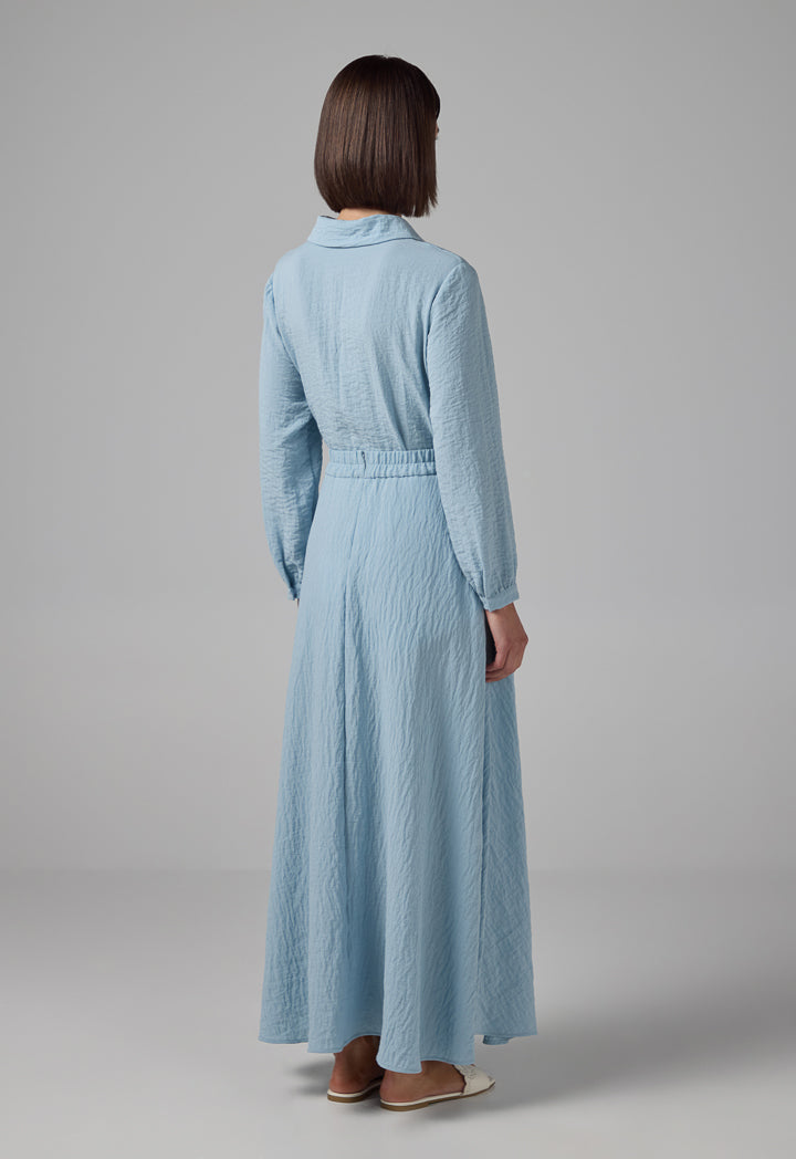 Choice Solid Flared Maxi Skirt Blue