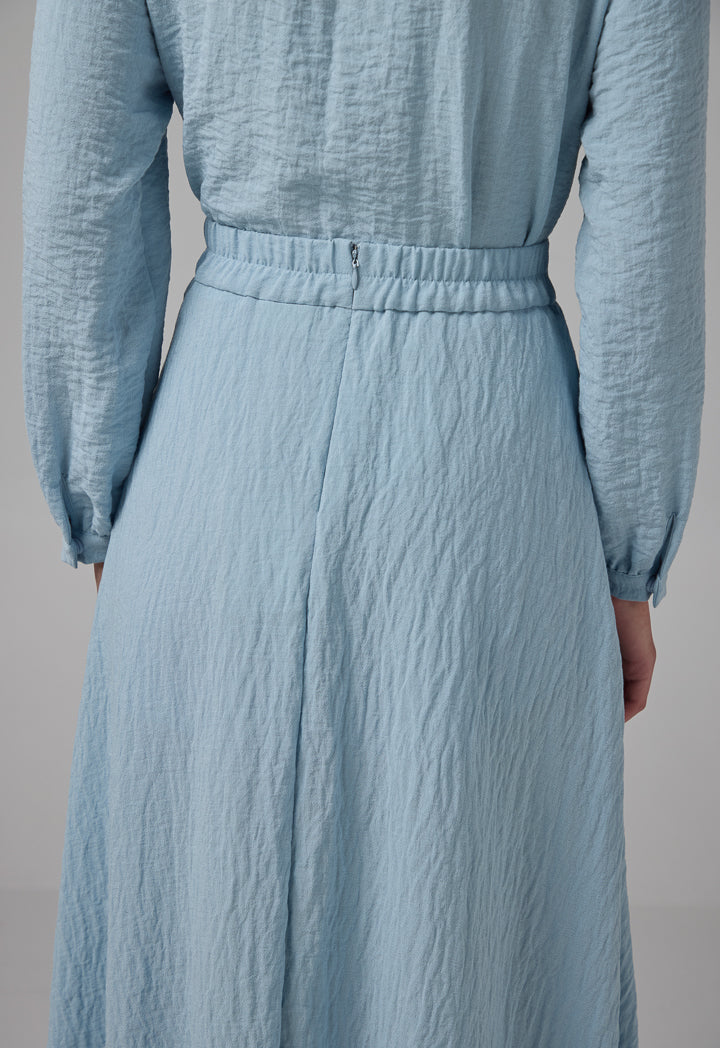 Choice Solid Flared Maxi Skirt Blue