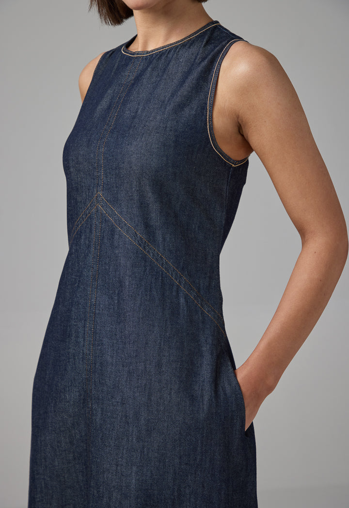 Choice Sleeveless Denim Midi Dress Denim Blue