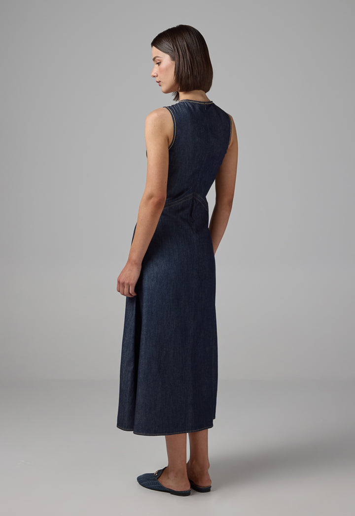 Choice Sleeveless Denim Midi Dress Denim Blue