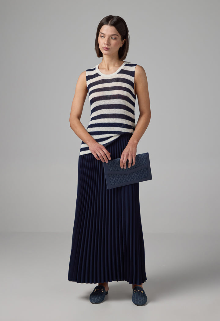 Choice Contrast Knitted Sleeveless Top Navy-White