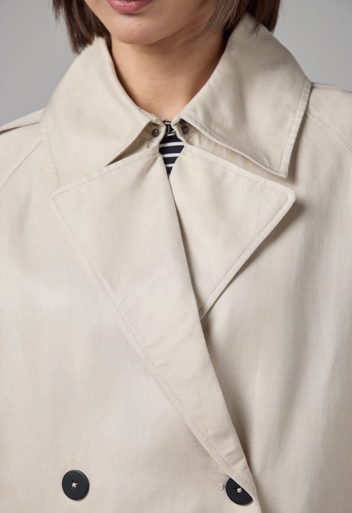 Choice Solid Long Sleeve Trench Coat Sand