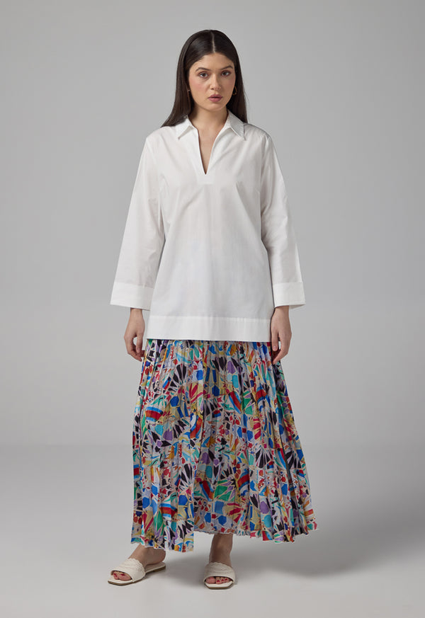 Choice Abstract Print Shirt On The Back With Belt Off White
