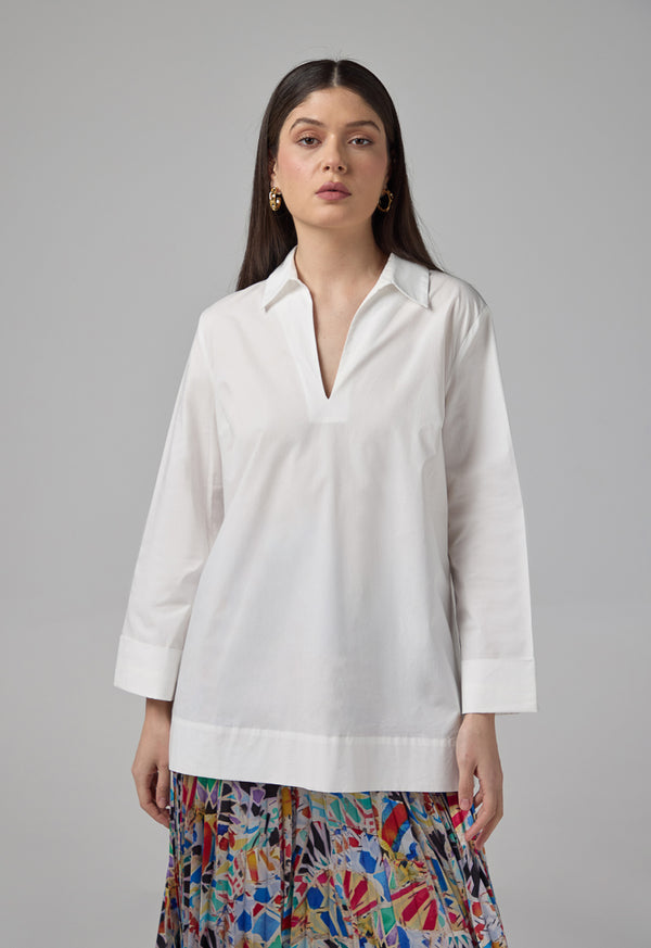 Choice Abstract Print Shirt On The Back With Belt Off White