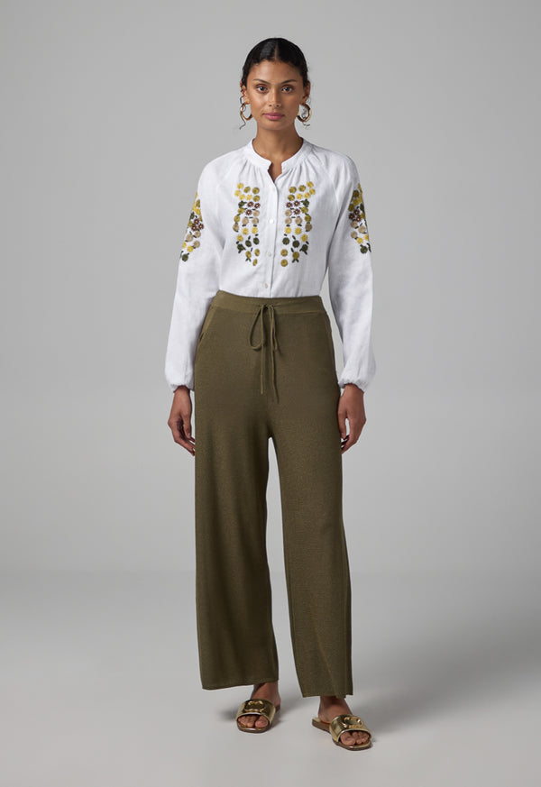 Choice Solid Knitted Trousers Khaki