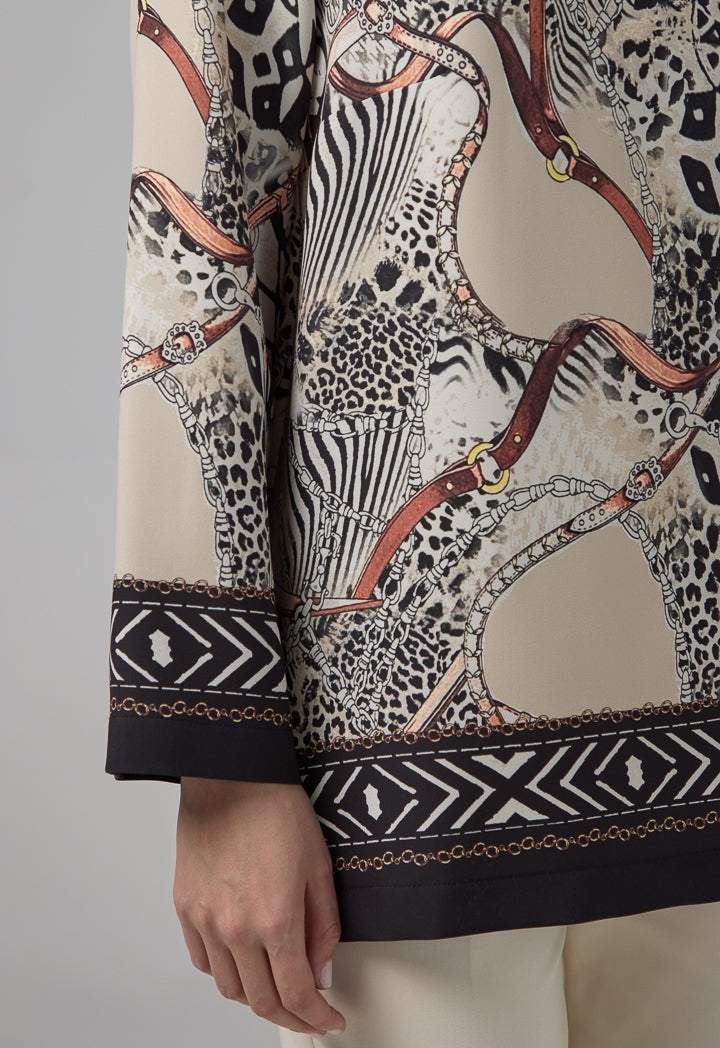 Choice Chain Print Long Sleeves Blouse Multi Color