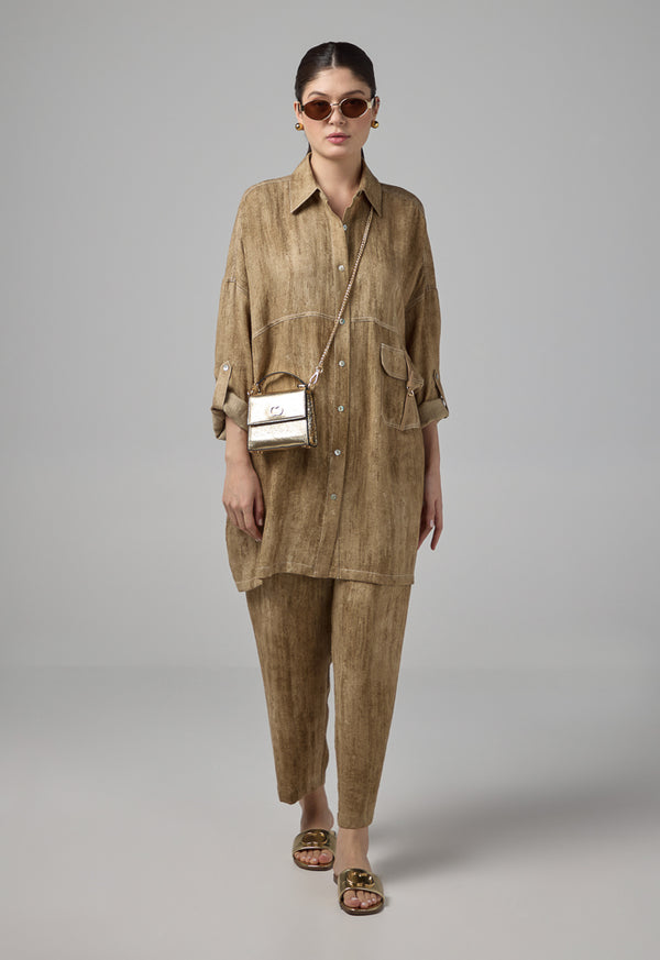 Choice Relaxed Fit Stitch Shirt Brown