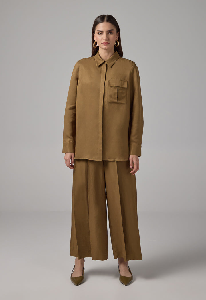 Choice Long Sleeve Basic Shirt Khaki