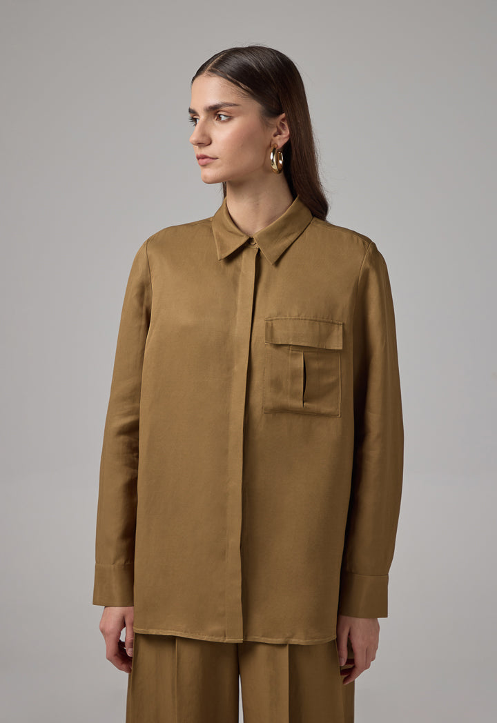 Choice Long Sleeve Basic Shirt Khaki