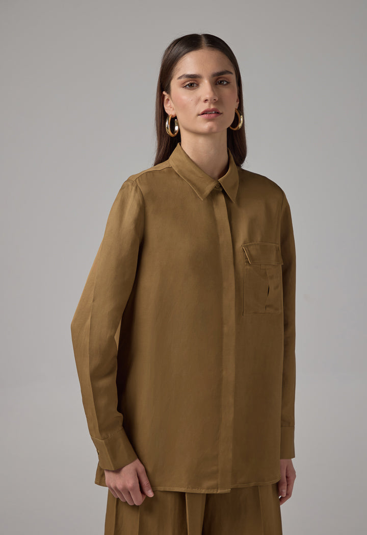 Choice Long Sleeve Basic Shirt Khaki