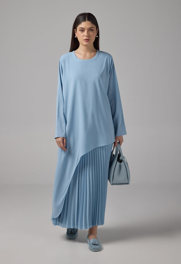 Choice Long Sleeve High-Low Basic Blouse Blue