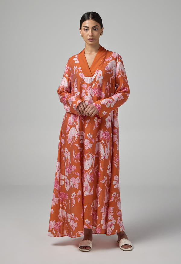 Choice Floral Printed V-Neck Dress Multi Color