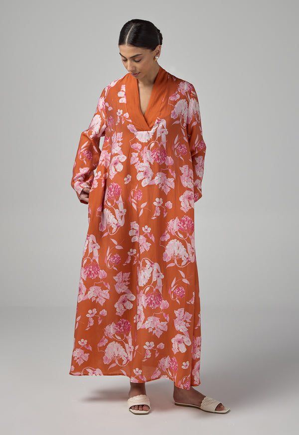 Choice Floral Printed V-Neck Dress Multi Color