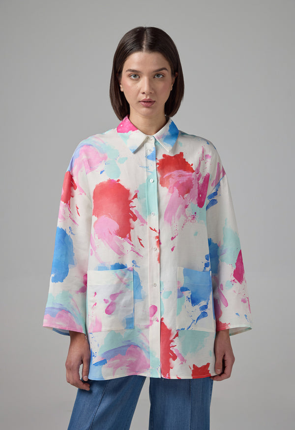 Choice Printed Front Pockets Shirt Multi Color