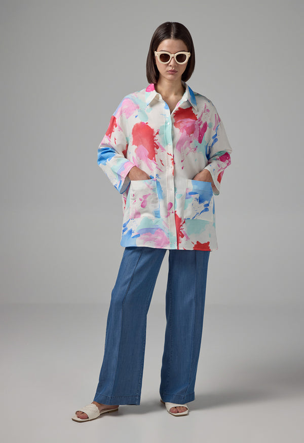 Choice Printed Front Pockets Shirt Multi Color