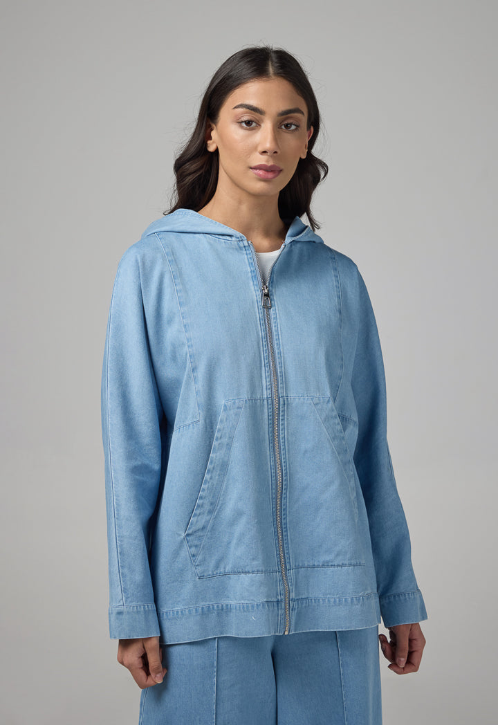 Choice Zip-Up Relaxed Fit Jacket Light Blue