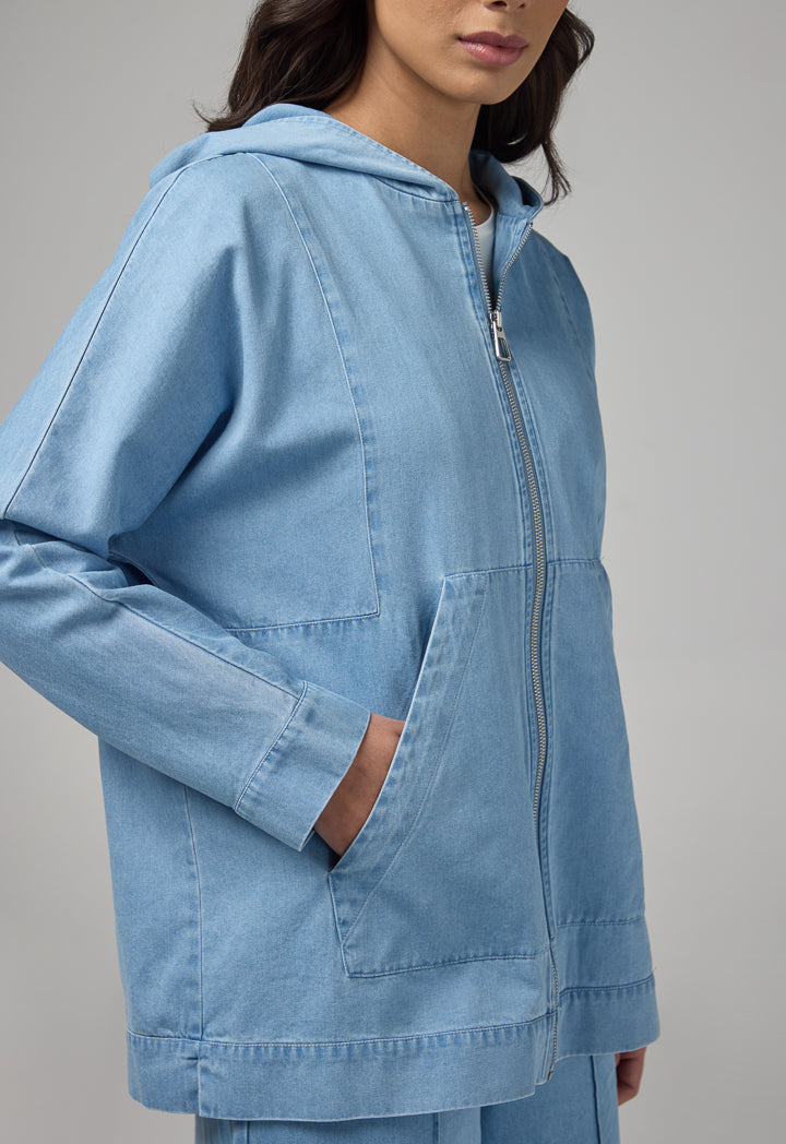 Choice Zip-Up Relaxed Fit Jacket Light Blue