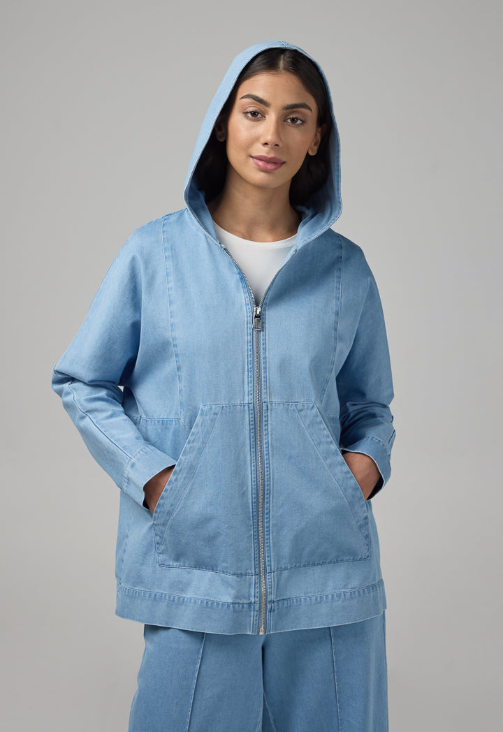 Choice Zip-Up Relaxed Fit Jacket Light Blue