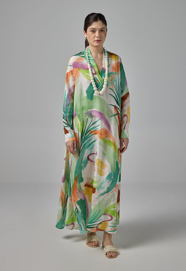 Choice Printed V-Neck Dress Multi Color