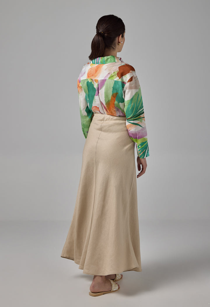 Choice A-Line Linen Basic Skirt Sand