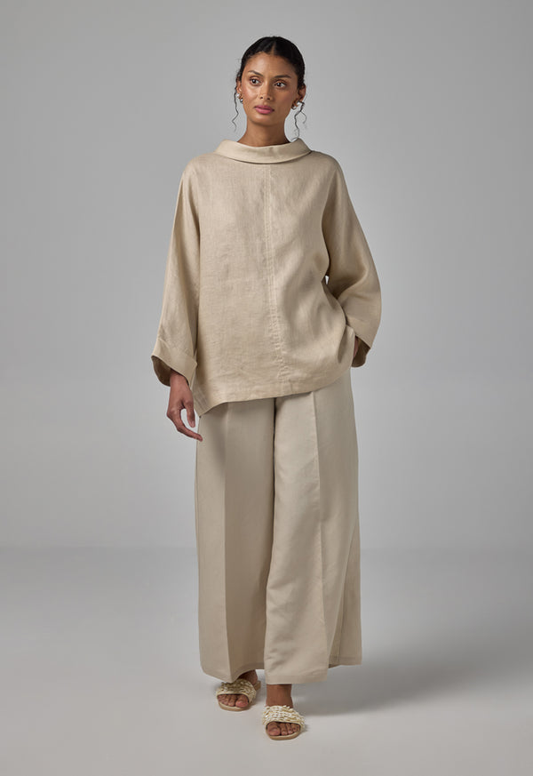 Choice Basic Linen Blouse Sand