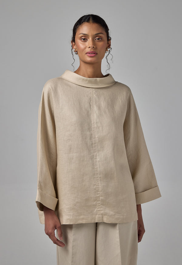 Choice Basic Linen Blouse Sand