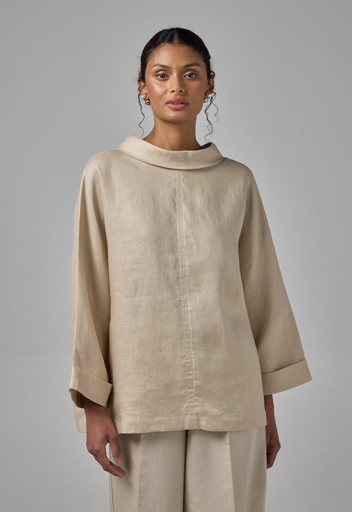 Choice Basic Linen Blouse Sand