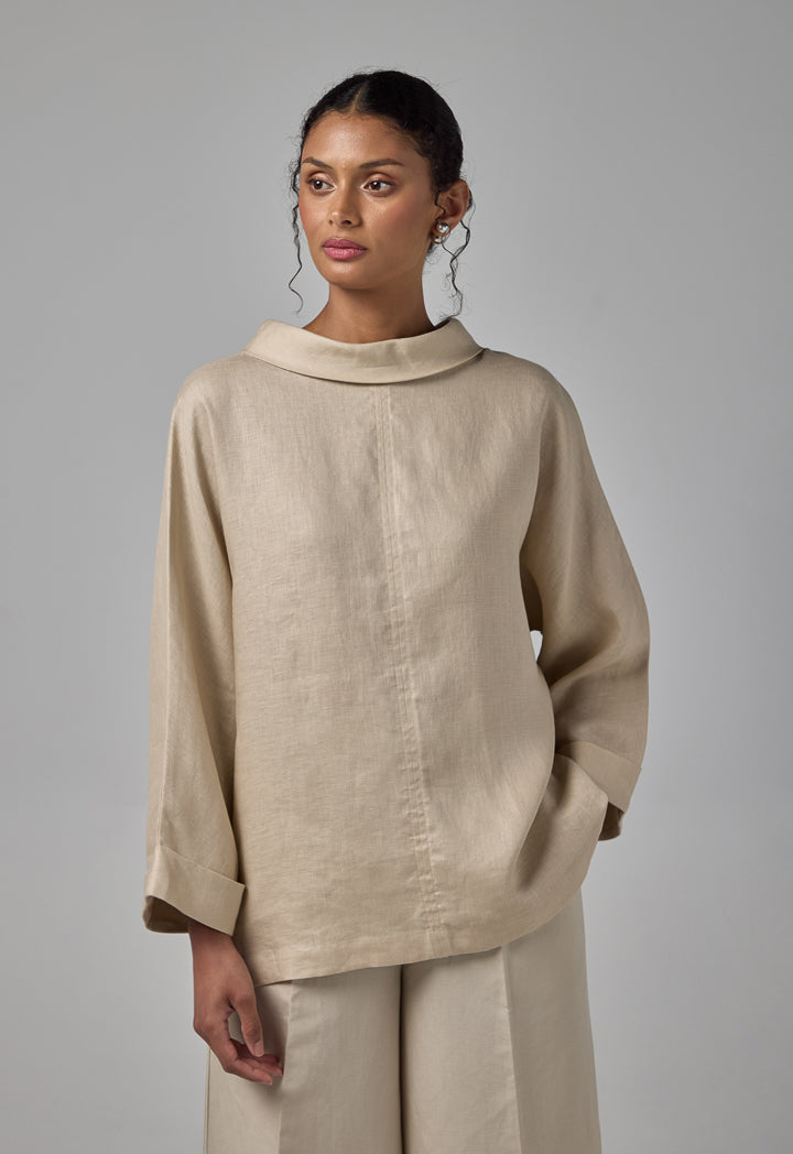 Choice Basic Linen Blouse Sand