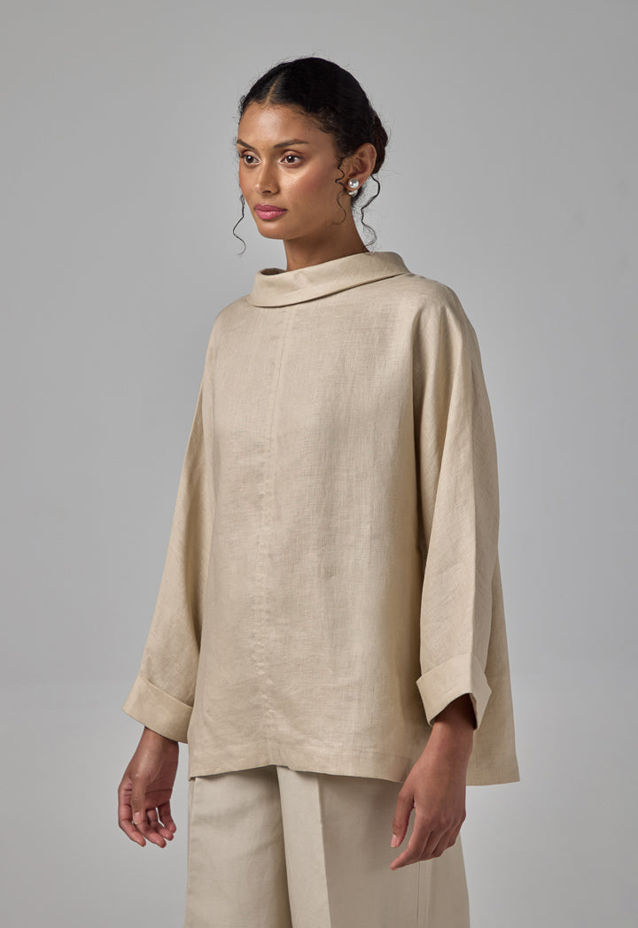 Choice Basic Linen Blouse Sand