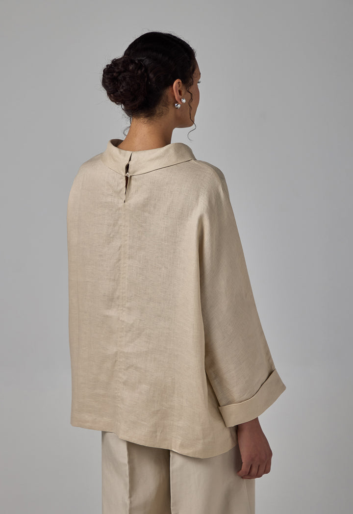 Choice Basic Linen Blouse Sand