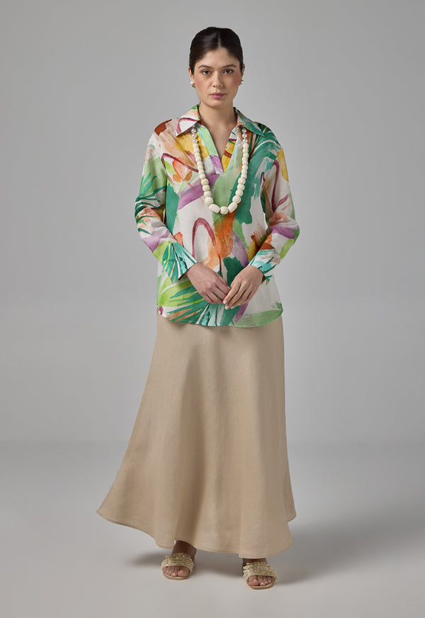 Choice High-Low Printed Shirt Multi Color