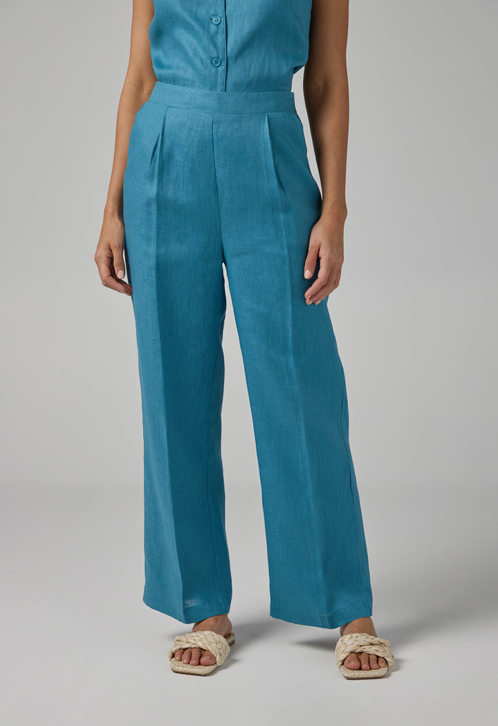 Choice Straight Wide Cut Leg Basic Trousers Blue