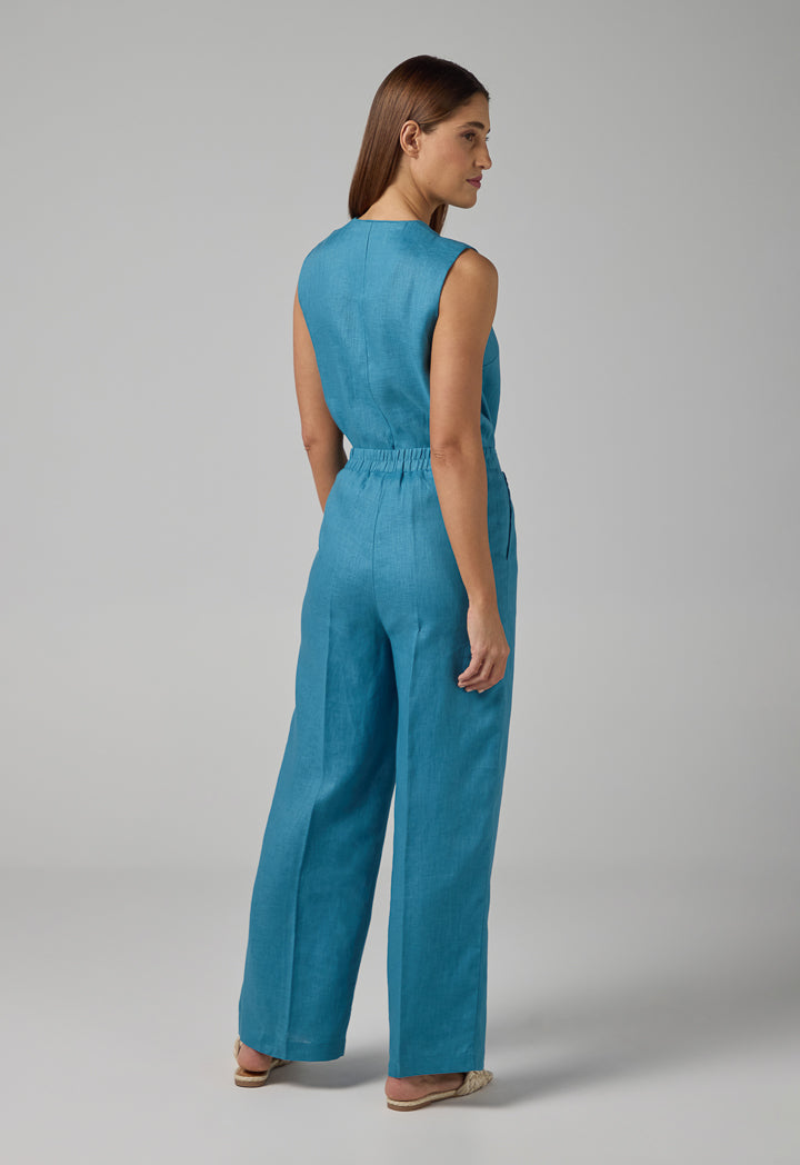 Choice Straight Wide Cut Leg Basic Trousers Blue