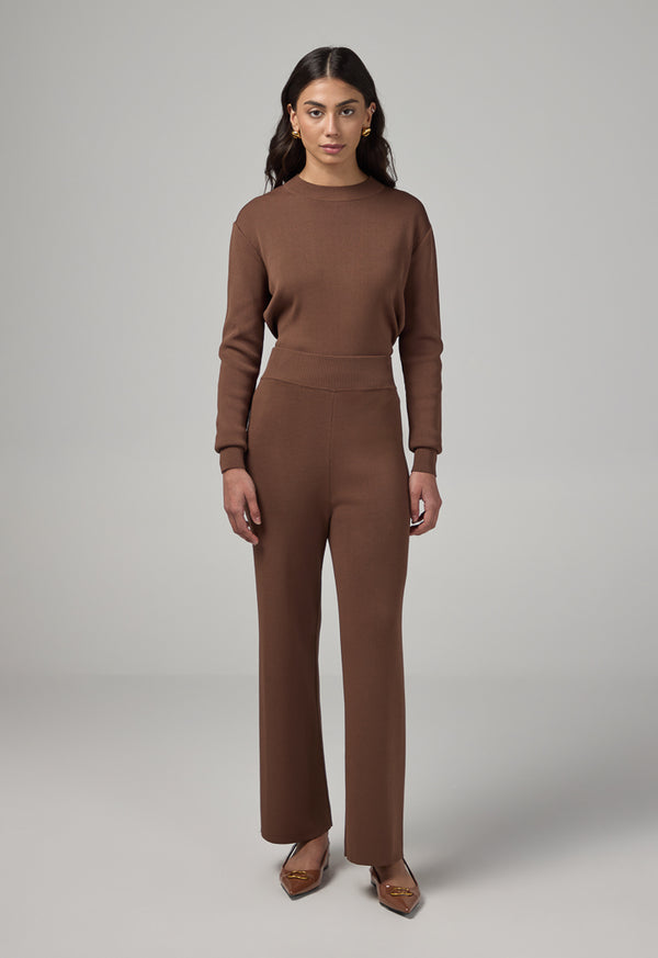 Choice Knitted Elasticated Waist Trousers Brown