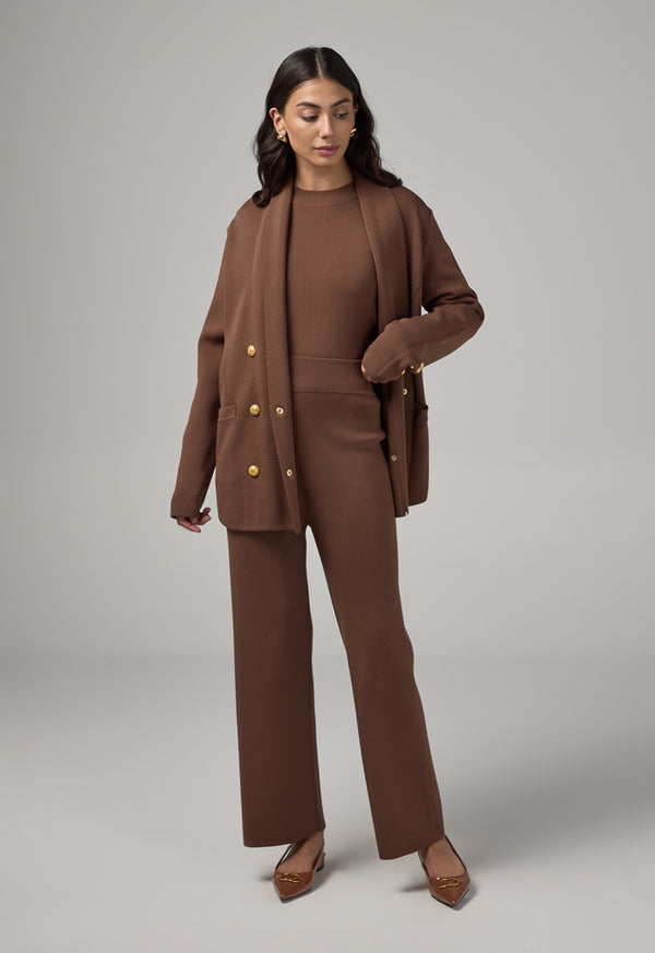 Choice Knitted Elasticated Waist Trousers Brown