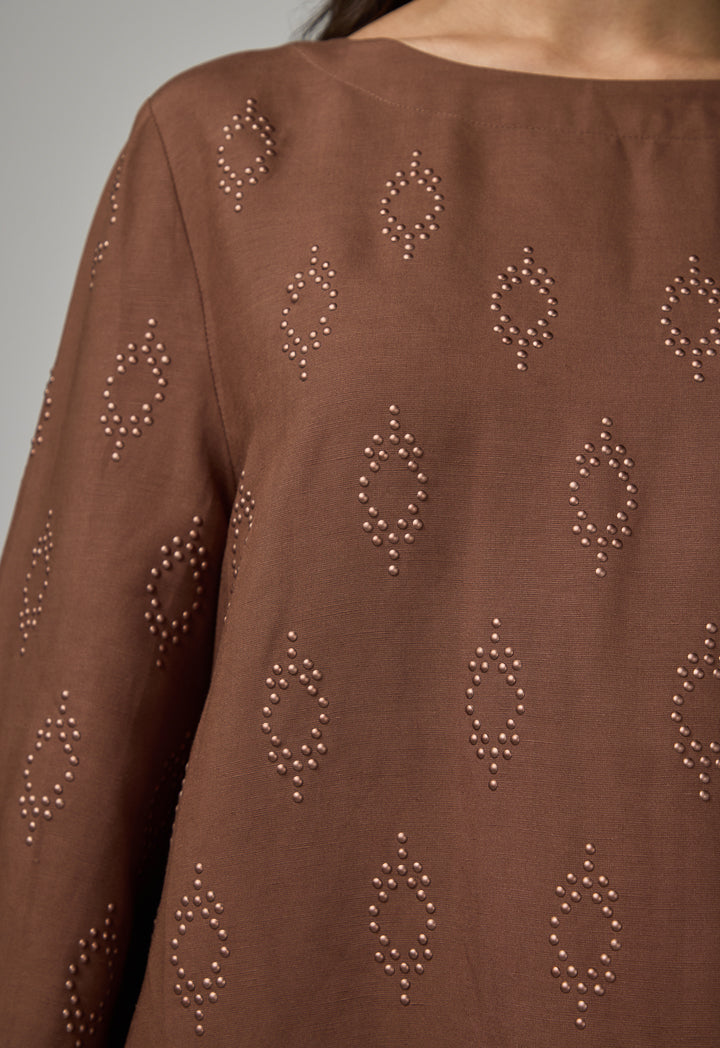 Choice Basic Long Sleeve Blouse Brown